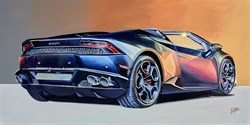 2019 Lamborghini Huracan by Roz Wilson - Original Painting on Stretched Canvas sized 40x20 inches. Available from Whitewall Galleries